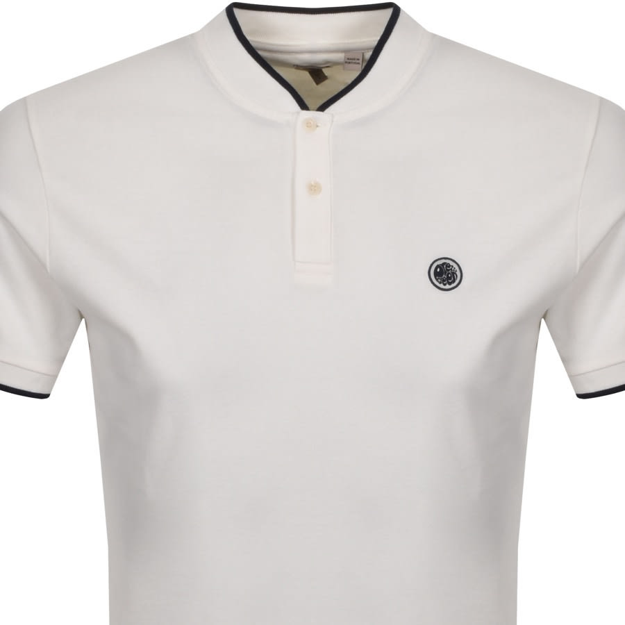 Alternative Image for ProductPretty Green Pique Grandad Collar T Shirt White2